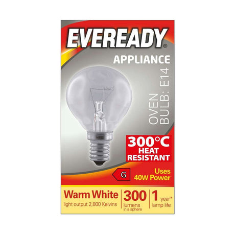 E14 (SES) Oven Bulb 40W 300lm - Warm White 2800K retail pack