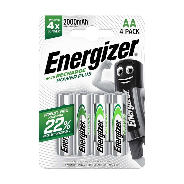 Energizer Recharge Power Plus AA Batteries (HR6) - 4 Pack retail pack