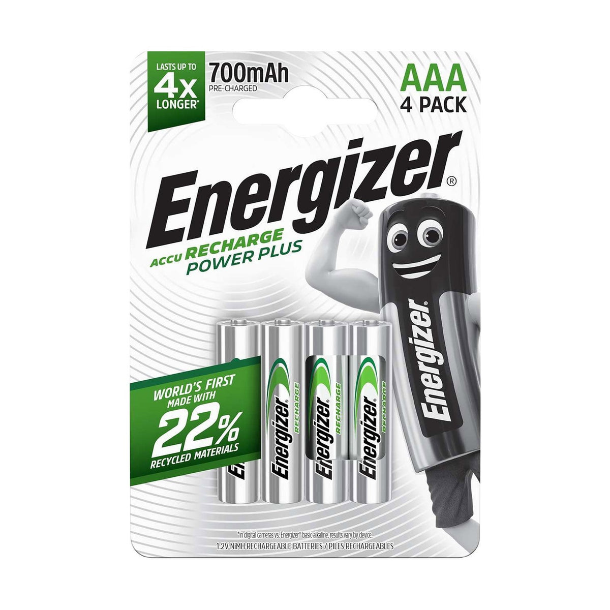 Energizer Recharge Power Plus AAA Batteries (HR03) - 4 Pack retail pack