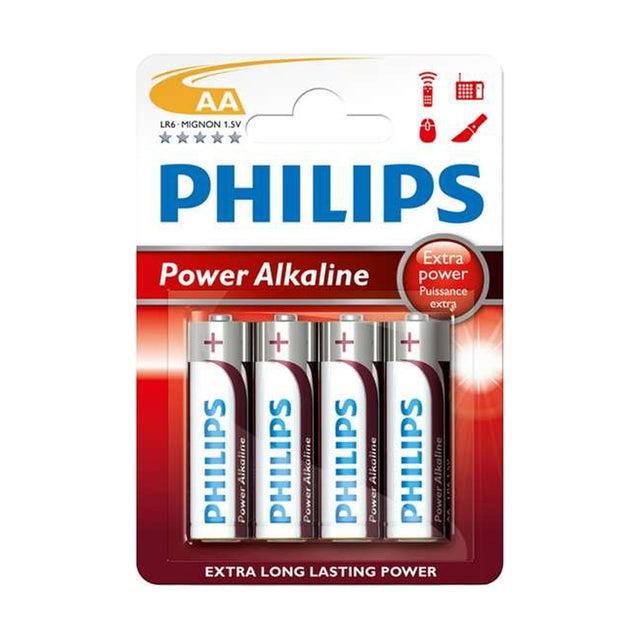 Philips Power Alkaline AA Batteries (LR6) - 4 Pack