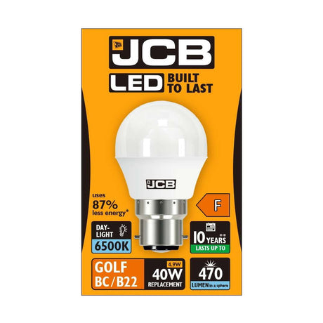 B22 (BC) LED Golf Bulb 4.9W 470lm Non-Dimmable - Daylight 6500K retail pack