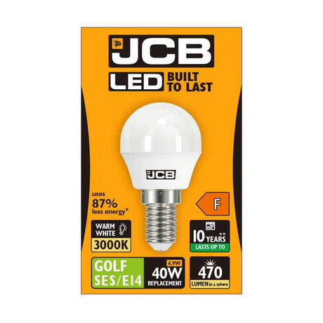 E14 (SES) LED Golf Bulb 4.9W 470lm Non-Dimmable - Warm White retail pack