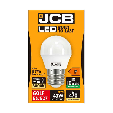 E27 (ES) LED Golf Bulb 4.9W 470lm Non-Dimmable - Warm White 3000K retail pack