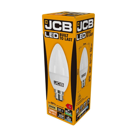 B22 (BC) LED Candle Bulb 3W 250lm Non-Dimmable - Warm White 3000K retail pack