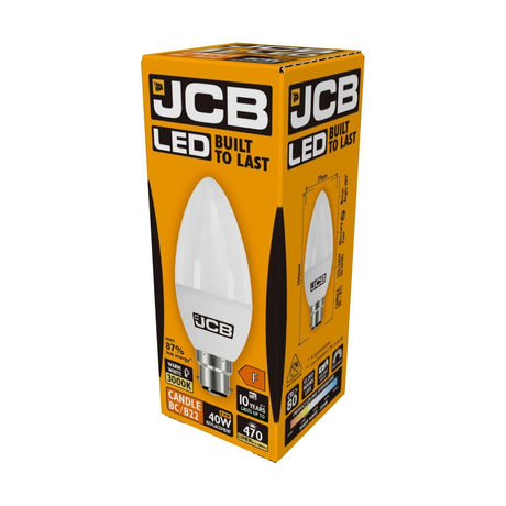 B22 (BC) LED Candle Bulb 4.9W 470lm - Warm White 3000K - JCB retail pack