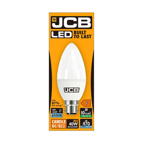 B22 (BC) LED Candle Bulb 4.9W 470lm - Daylight 6500K - JCB retail pack