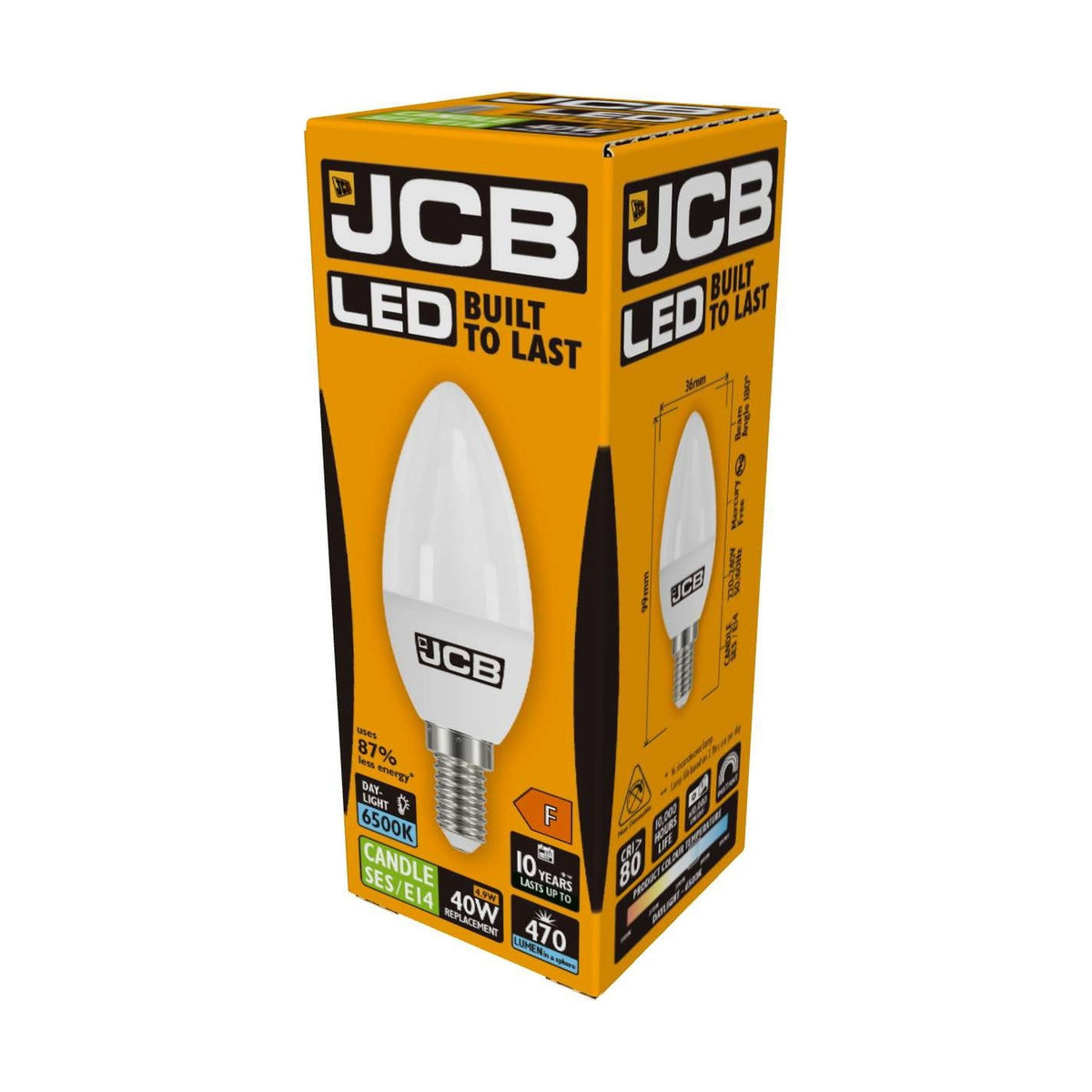 E14 (SES) LED Candle Bulb 4.9W 470lm - Daylight 6500K - JCB retail pack