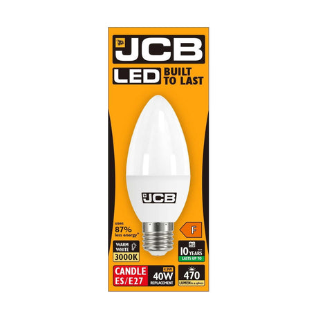 E27 (ES) LED Candle Bulb 4.9W 470lm - Warm White 3000K - JCB retail pack