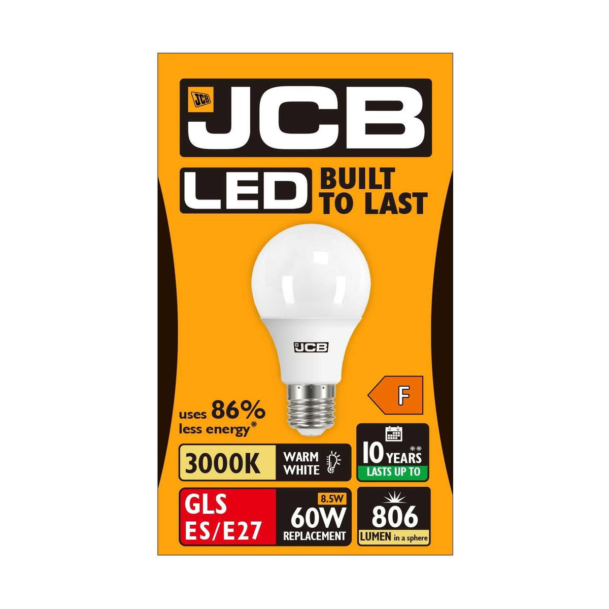 E27 (ES) LED GLS Bulb 8.5W 806lm Non-Dimmable - Warm White 3000K retail pack