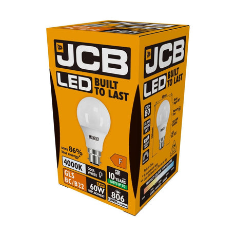B22 (BC) LED GLS Bulb 8.5W 806lm Non-Dimmable - Cool White 4000K retail pack