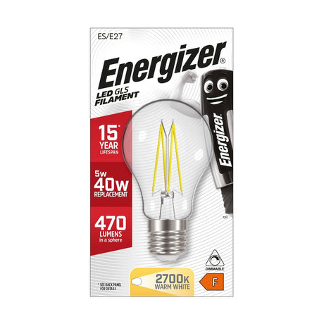 E27 (ES) LED Filament Bulb 5W 550lm Dimmable - Warm White 2700K retail pack