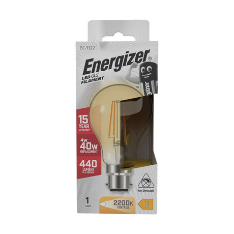 B22 (BC) LED Filament GLS Bulb 4W 440lm - Warm White 2200K retail pack