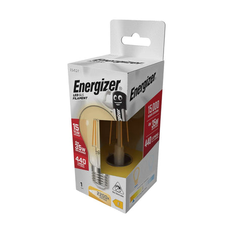 E27 (ES) LED Filament GLS Bulb 4W 440lm - Warm White 2200K retail pack