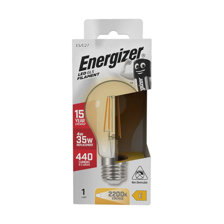 E27 (ES) LED Filament GLS Bulb 4W 440lm - Warm White 2200K retail pack