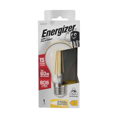E27 (ES) LED Filament GLS Bulb 7W 806lm - Warm White 2700K retail pack