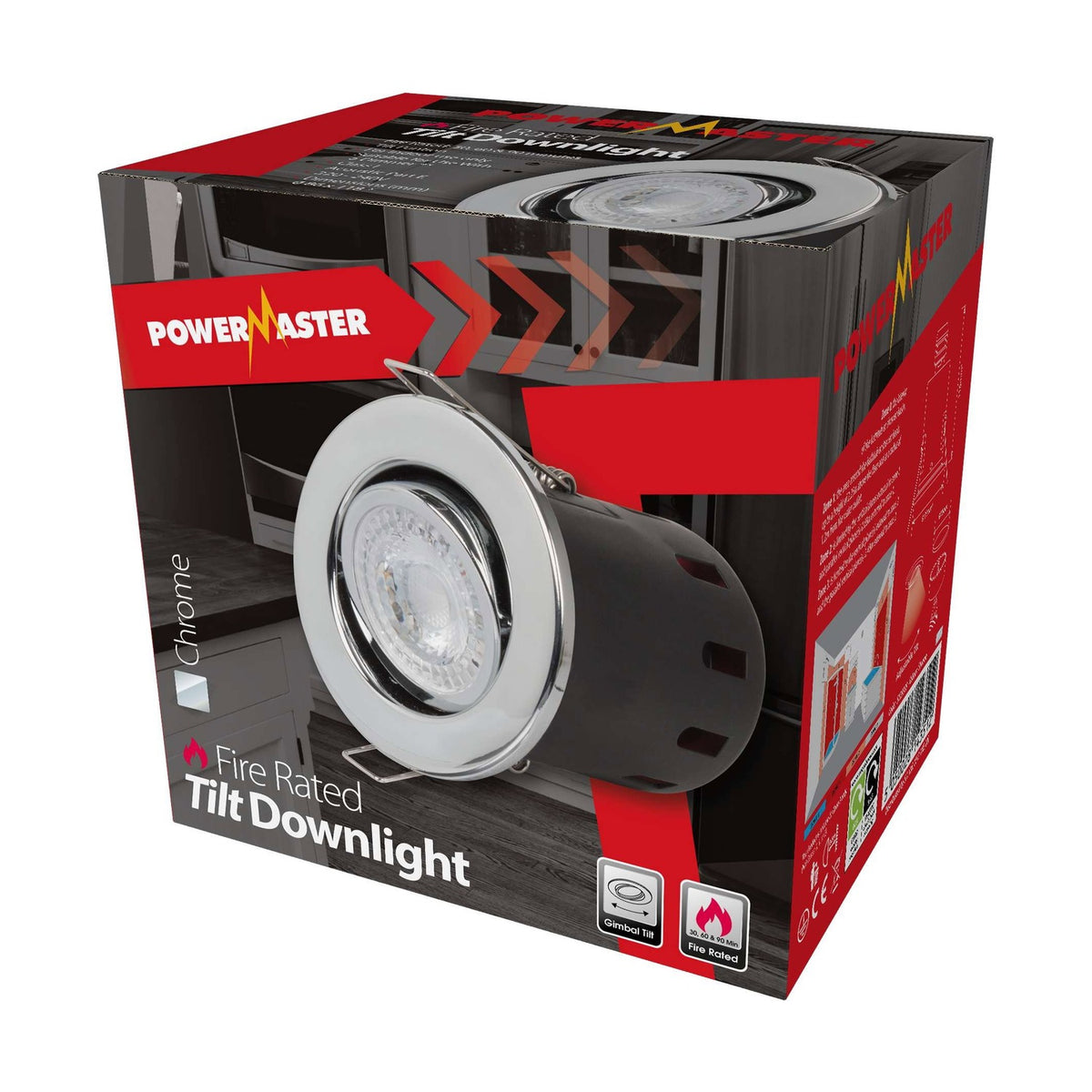 Fire Rated Tilt Downlight - Chrome
