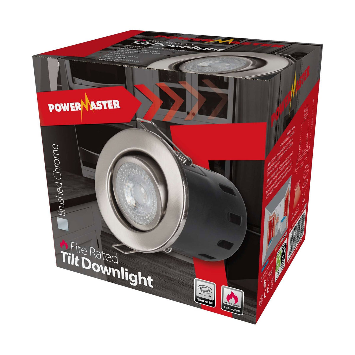 Fire Rated Tilt Downlight - Brushed Chrome