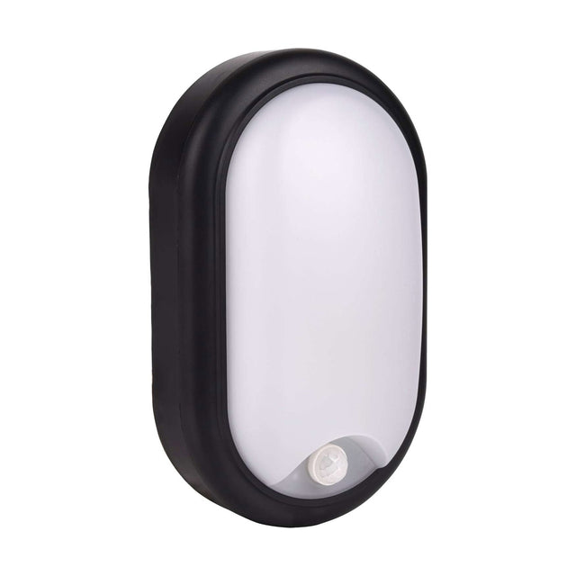 14W IP54 PIR Sensor Oval Bulkhead - Cool White 4000K