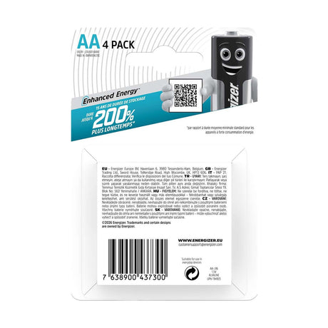 Energizer Max Plus AA Batteries (LR6) - 4 Pack retail pack
