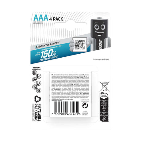 Energizer Max Plus AAA Batteries (LR03) - 4 Pack retail pack