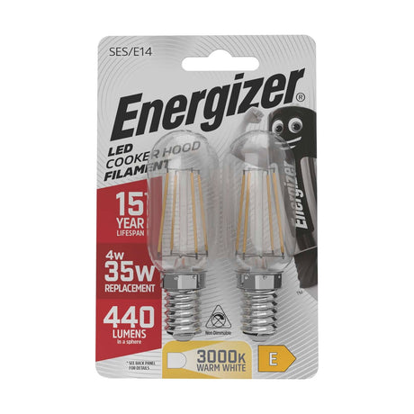 E14 (SES) LED Cooker Hood Bulb 4W 440lm - Warm White, 2 Pack retail pack