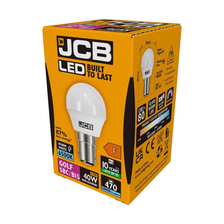 B15 (SBC) LED Golf Bulb 4.9W 470lm Non-Dimmable - Daylight 6500K - JCB