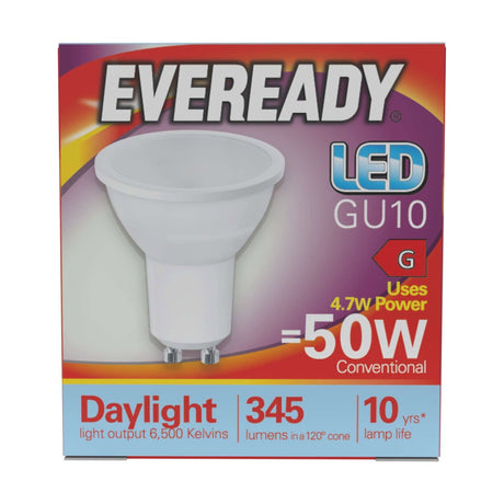 GU10 LED Bulb 4.7W 345lm Non-Dimmable - Daylight 6500K retail pack