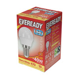 E14 (SES) LED Golf Bulb 4.9W 470lm - Warm White 3000K - Eveready retail pack