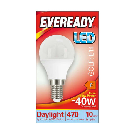 E14 (SES) LED Golf Bulb 4.9W 470lm - Daylight 6500K retail pack