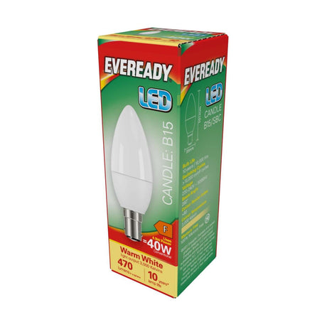 B15 (SBC) LED Candle Bulb 4.9W 470lm - Warm White 3000K retail pack