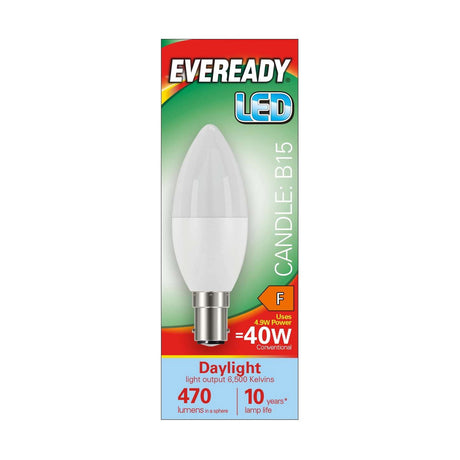 B15 (SBC) LED Candle Bulb 4.9W 470lm - Daylight 6500K retail pack