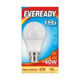 B22 (BC) LED GLS Bulb 4.9W 470lm - Warm White 3000K - Eveready retail pack