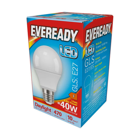 E27 (ES) LED GLS Bulb 4.9W 470lm - Daylight 6500K - Eveready retail pack