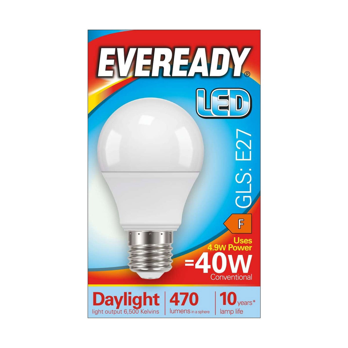 E27 (ES) LED GLS Bulb 4.9W 470lm - Daylight 6500K - Eveready retail pack