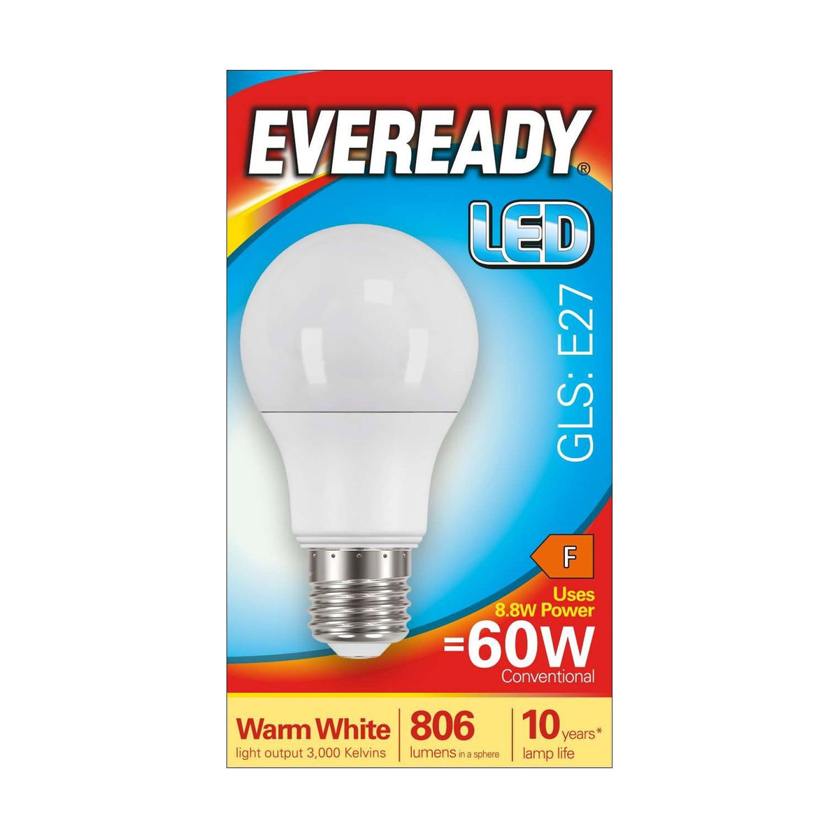 E27 (ES) LED GLS Bulb 8.8W 806lm - Warm White 3000K retail pack