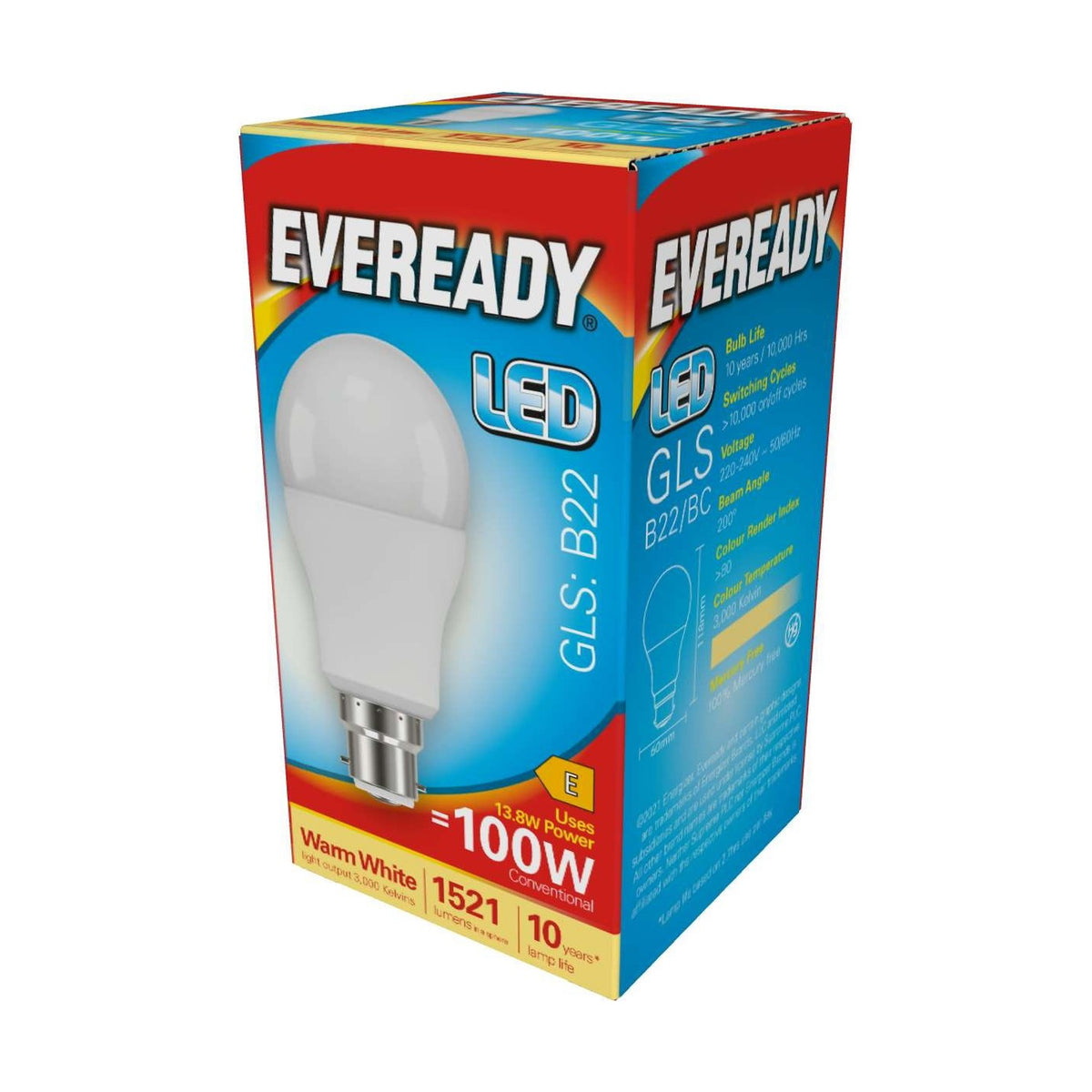 B22 (BC) LED GLS Bulb 13.8W 1521lm - Warm White 3000K retail pack