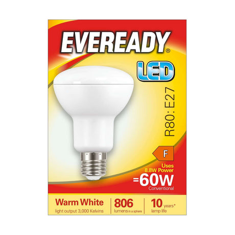 E27 (ES) LED R80 Reflector Bulb 8.8W 806lm - Warm White 3000K retail pack