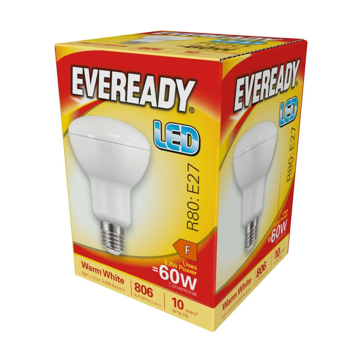 E27 (ES) LED R80 Reflector Bulb 8.8W 806lm - Warm White 3000K retail pack