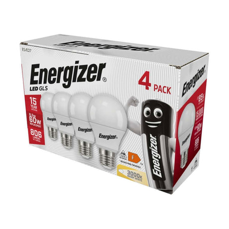 E27 (ES) LED GLS Bulb 8.5W 806lm - Warm White 3000K, 4 Pack retail pack
