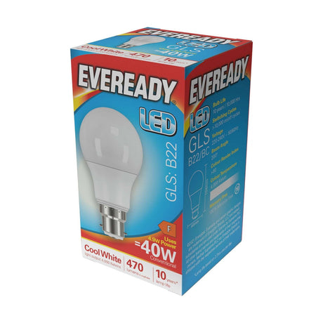B22 (BC) LED GLS Bulb 4.9W 470lm - Cool White 4000K retail pack
