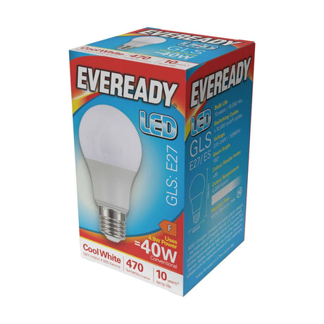 E27 (ES) LED GLS Bulb 4.9W 470lm Non-Dimmable - Cool White 4000K retail pack