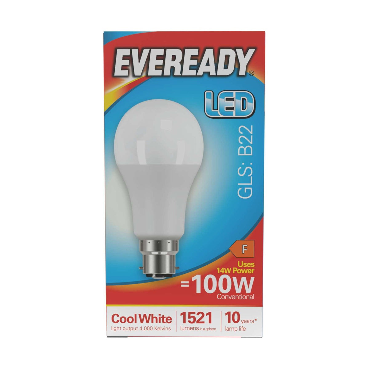 B22 (BC) LED GLS Bulb 14W 1521lm Non-Dimmable - Cool White 4000K retail pack
