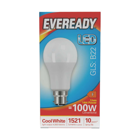 B22 (BC) LED GLS Bulb 14W 1521lm Non-Dimmable - Cool White 4000K retail pack