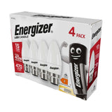 B22 (BC) LED Candle Bulb 4.9W 470lm - Warm White 3000K, 4 Pack retail pack
