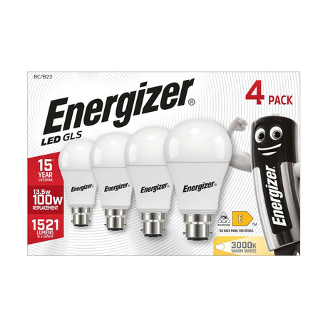 B22 (BC) LED GLS Bulb 13.5W 1521lm - Warm White 3000K, 4 Pack retail pack