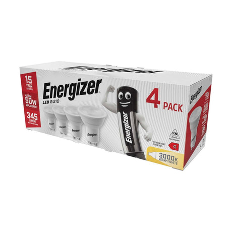 GU10 LED Bulb 4.9W 345lm Non-Dimmable - Warm White 3000K, 4 Pack retail pack