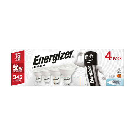 GU10 LED Bulb 4.2W 345lm Non-Dimmable - Daylight 6500K, 4 Pack retail pack