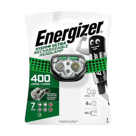 Energizer LED Vision Ultra Rechargeable Headlamp - 400 Lumen retail pack