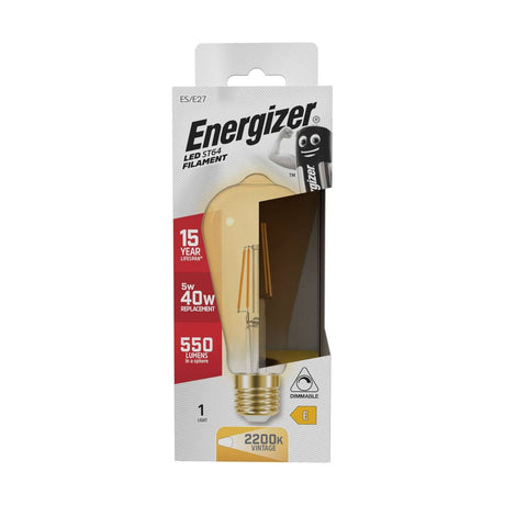 E27 (ES) LED ST64 Bulb 5W 550lm Dimmable - Warm White 2200K retail pack