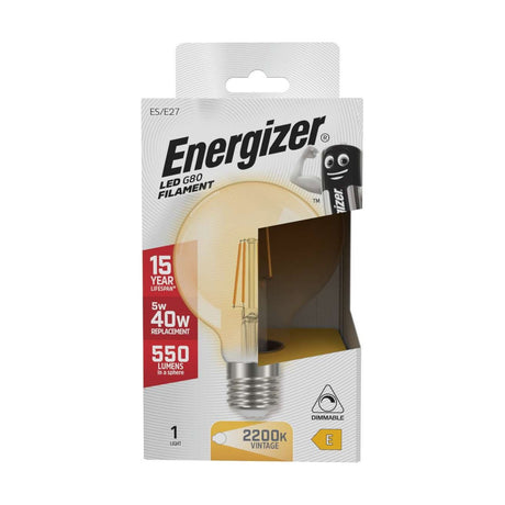 E27 (ES) LED G80 Bulb 5W 550lm Dimmable - Warm White 2200K retail pack